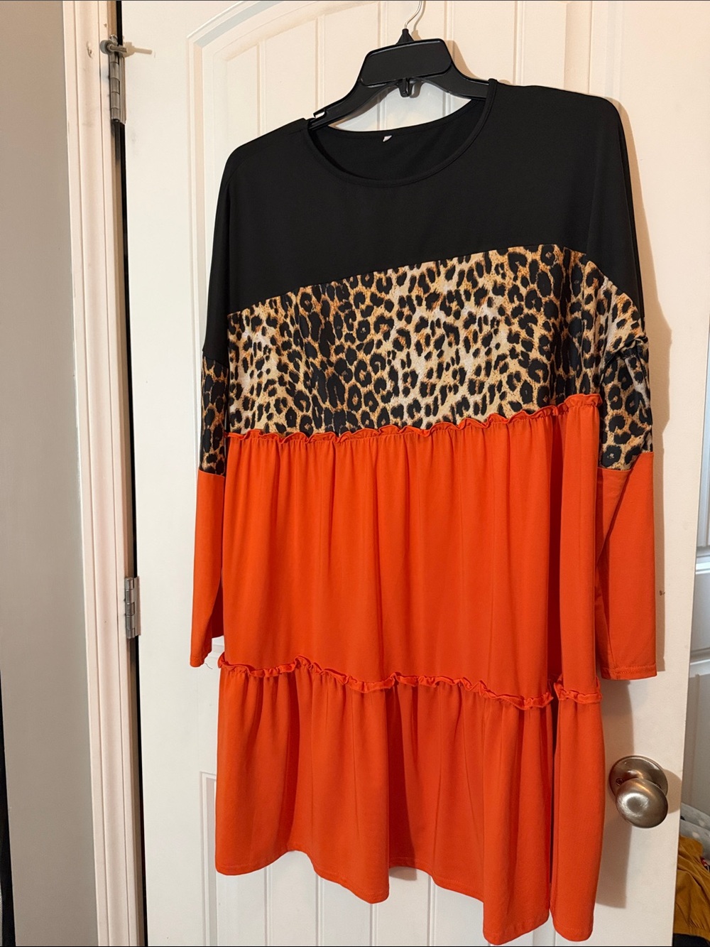 Amazon Black, Leopard Print and Orange Midi Dress
